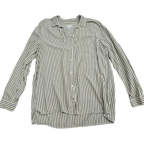 J. Jill Casual Shirt Women Large Tall Multicolor Striped 100% Rayon Button Down - Picture 1 of 7